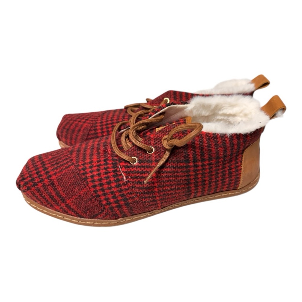 Toms Red and Black Plaid booties